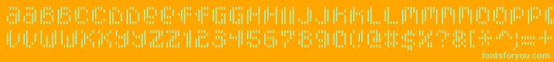 PixcelVerticalscan Font – Green Fonts on Orange Background