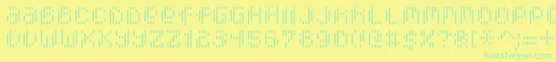PixcelVerticalscan-Schriftart – Grüne Schriften auf gelbem Hintergrund