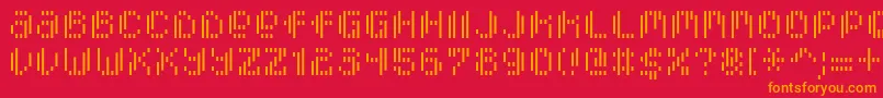 フォントPixcelVerticalscan – 赤い背景にオレンジの文字