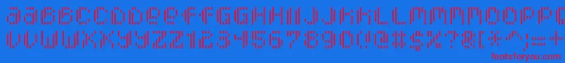 PixcelVerticalscan Font – Red Fonts on Blue Background