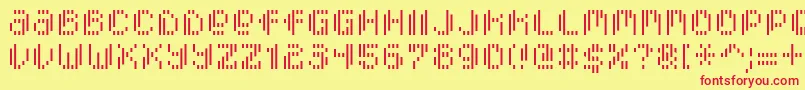 PixcelVerticalscan Font – Red Fonts on Yellow Background
