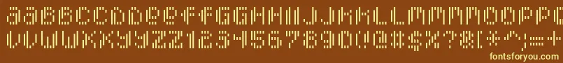 Fonte PixcelVerticalscan – fontes amarelas em um fundo marrom