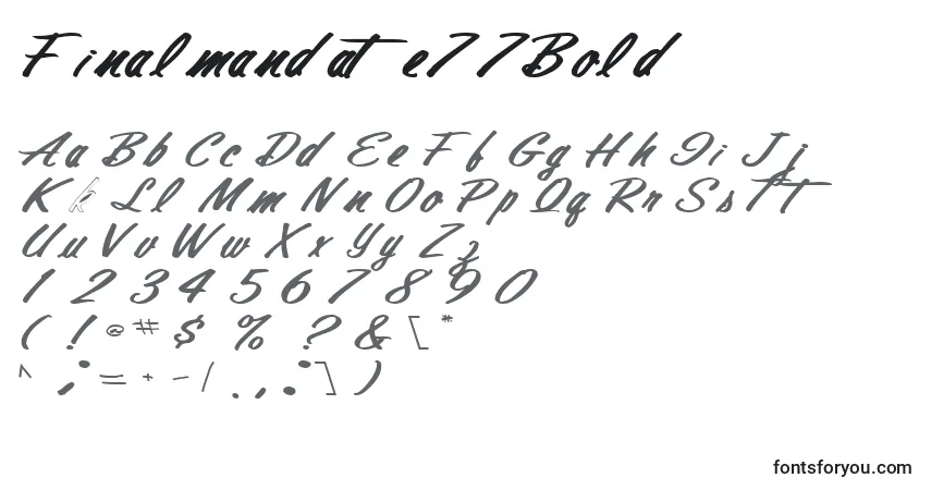 Czcionka Finalmandate77Bold – alfabet, cyfry, specjalne znaki