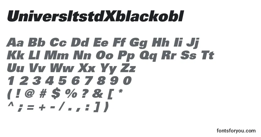 Czcionka UniversltstdXblackobl – alfabet, cyfry, specjalne znaki