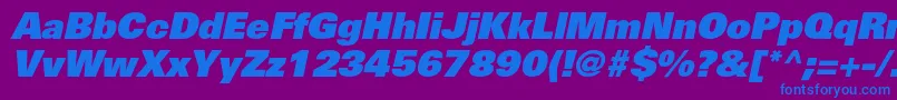 UniversltstdXblackobl Font – Blue Fonts on Purple Background