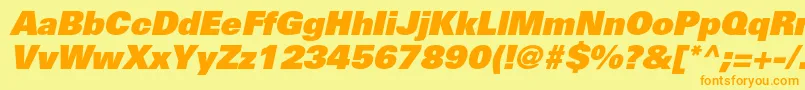 UniversltstdXblackobl Font – Orange Fonts on Yellow Background