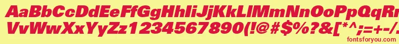 UniversltstdXblackobl Font – Red Fonts on Yellow Background