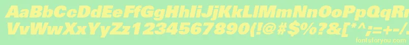 UniversltstdXblackobl Font – Yellow Fonts on Green Background