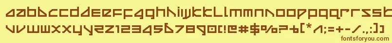 フォントDeltaRay – 茶色の文字が黄色の背景にあります。