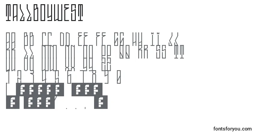 Czcionka TallBoyWest – alfabet, cyfry, specjalne znaki