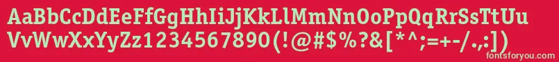 OfficinaserifcBold Font – Green Fonts on Red Background