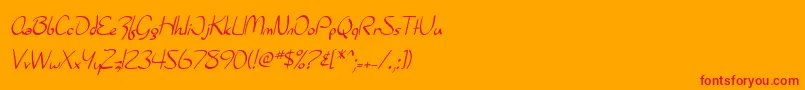 フォントSfBurlingtonScript – オレンジの背景に赤い文字