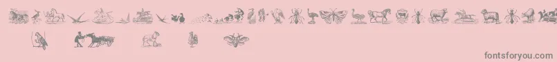 Czcionka AnimalsOldCutsTwo – szare czcionki na różowym tle
