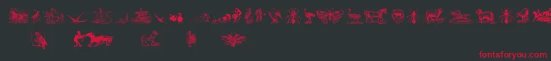フォントAnimalsOldCutsTwo – 黒い背景に赤い文字