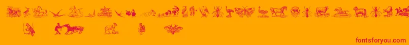 フォントAnimalsOldCutsTwo – オレンジの背景に赤い文字