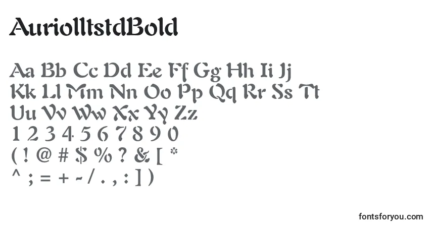 A fonte AuriolltstdBold – alfabeto, números, caracteres especiais