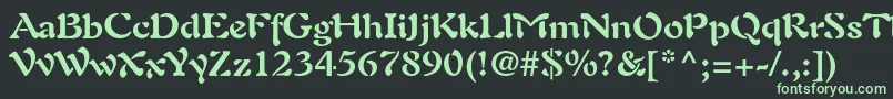 AuriolltstdBold-fontti – vihreät fontit mustalla taustalla