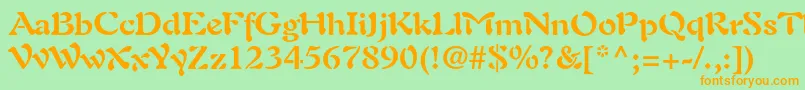 フォントAuriolltstdBold – オレンジの文字が緑の背景にあります。