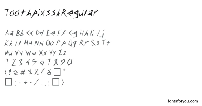 Czcionka ToothpixsskRegular – alfabet, cyfry, specjalne znaki