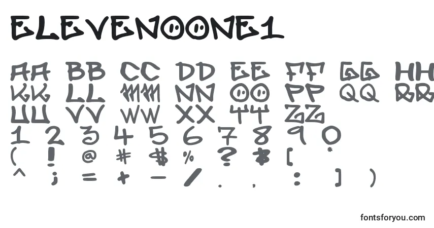 A fonte Elevenoone1 – alfabeto, números, caracteres especiais