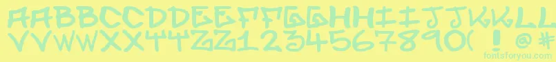 フォントElevenoone1 – 黄色い背景に緑の文字