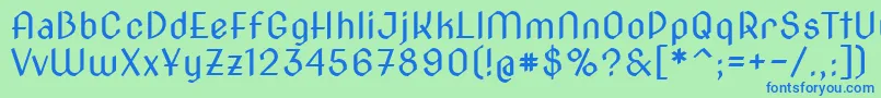 フォントNovacut – 青い文字は緑の背景です。