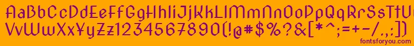 Novacut-Schriftart – Violette Schriften auf orangefarbenem Hintergrund