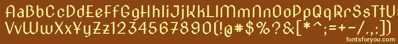 Novacut-fontti – keltaiset fontit ruskealla taustalla