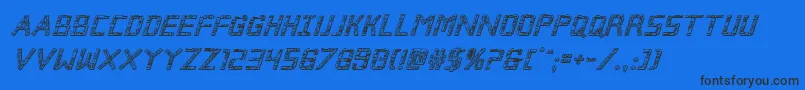 Brokencyborg3Dital-Schriftart – Schwarze Schriften auf blauem Hintergrund