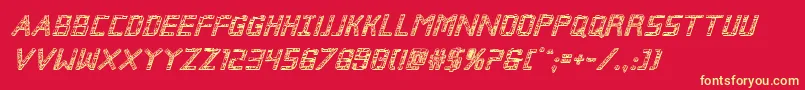 フォントBrokencyborg3Dital – 黄色の文字、赤い背景