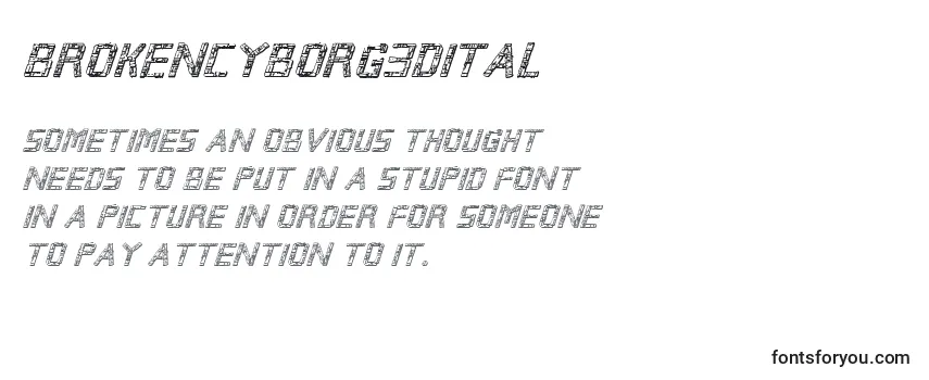 Überblick über die Schriftart Brokencyborg3Dital