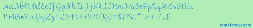 フォントMiuscript – 青い文字は緑の背景です。