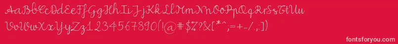 Miuscript-fontti – vaaleanpunaiset fontit punaisella taustalla