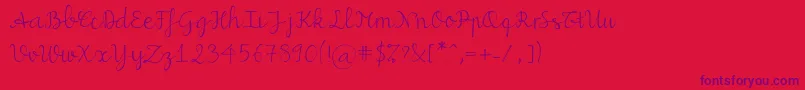 フォントMiuscript – 赤い背景に紫のフォント