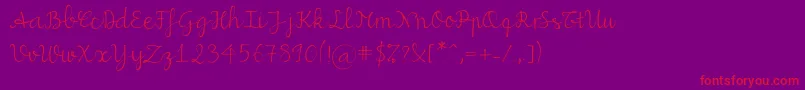 Miuscript Font – Red Fonts on Purple Background