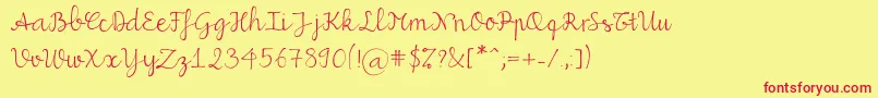 Шрифт Miuscript – красные шрифты на жёлтом фоне