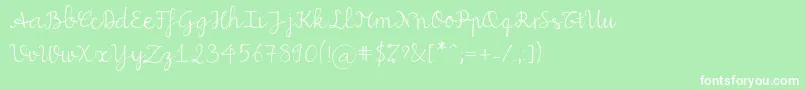 フォントMiuscript – 緑の背景に白い文字