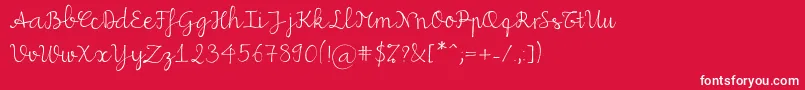 Miuscript-fontti – valkoiset fontit punaisella taustalla