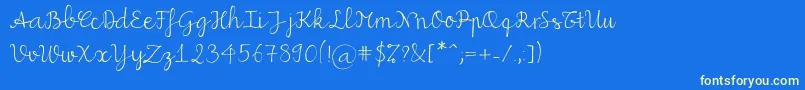 フォントMiuscript – 黄色の文字、青い背景