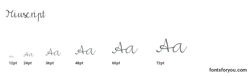 Miuscript Font Sizes
