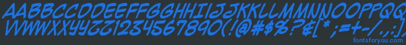 MightyZeoCaps2.0Bold Font – Blue Fonts on Black Background