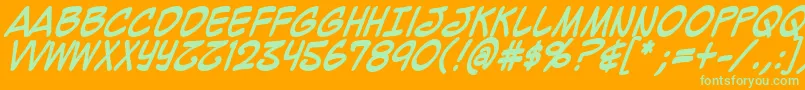 MightyZeoCaps2.0Bold-Schriftart – Grüne Schriften auf orangefarbenem Hintergrund