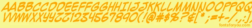 MightyZeoCaps2.0Bold Font – Orange Fonts on Yellow Background