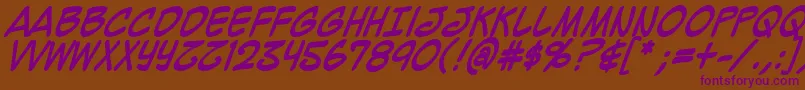 MightyZeoCaps2.0Bold Font – Purple Fonts on Brown Background