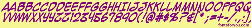 MightyZeoCaps2.0Bold-Schriftart – Violette Schriften auf gelbem Hintergrund