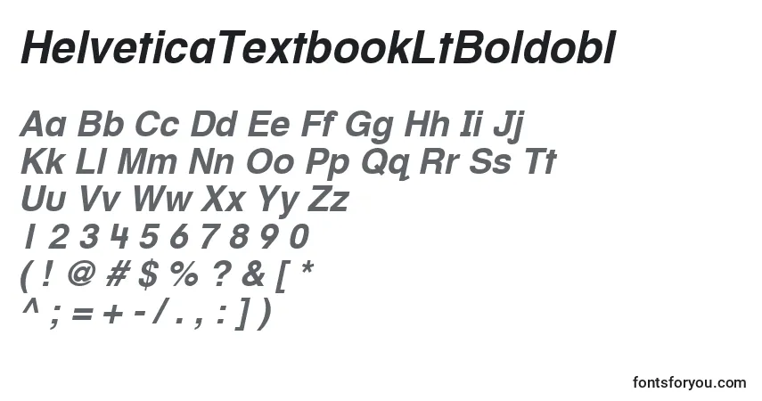 A fonte HelveticaTextbookLtBoldobl – alfabeto, números, caracteres especiais
