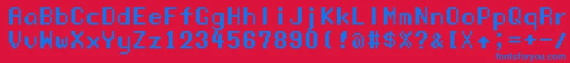 Manaspc-Schriftart – Blaue Schriften auf rotem Hintergrund