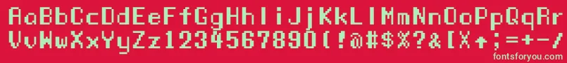 Manaspc Font – Green Fonts on Red Background
