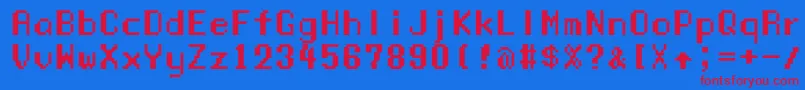 Manaspc Font – Red Fonts on Blue Background