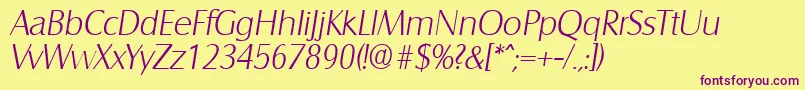 SalzburgXlightita Font – Purple Fonts on Yellow Background